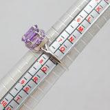 Sterling Silver Multi-Stone Amethyst Statement Ring Vintage c1970 Size P