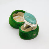 Sterling Silver Aqua Natural Stone Chunky Statement Ring Vintage c1970 Size N