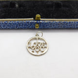 Sterling Silver I Love You Sweet Charm Pendant Vintage c1970
