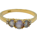 Gold On Sterling Silver Triple Oval Iolite Dress Ring Vintage c1970 Size M