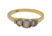Gold On Sterling Silver Triple Oval Iolite Dress Ring Vintage c1970 Size M