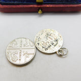 Silver Dipped Authentic 1 Franc Coin Charm Pendant 1923