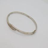 Sterling Silver Three Tier CZ Art Deco Style Hinged Cuff Bangle Modern c1990s