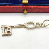 Sterling Silver Commemorative 18th Birthday Key Charm Pendant Vintage c1970