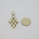 Sterling Silver Charm Mother Of Pearl Mixed Shapes Drop Pendant Modern c1990s