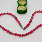 Sterling Silver & Beaded Red Hardstone Dress Necklace Vintage c1980