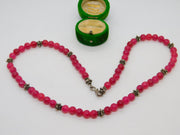 Sterling Silver & Beaded Red Hardstone Dress Necklace Vintage c1980