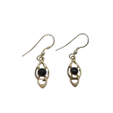 Sterling Silver Boxed Pair Of Whitby Jet Celtic Style Drop Earrings Modern c1990