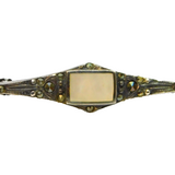 Sterling Silver Marcasite & Mother Of Pearl Art Deco Brooch Pin Antique c1930