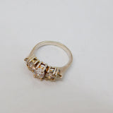 Sterling Silver 5 Paste Art Deco Style Dress Band Ring Modern c1990 Size L