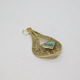 Sterling Silver Eastern Style Shell Heart Peardrop Charm Pendant Vintage c1970s
