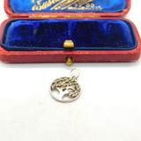 Sterling Silver Tree Of Life Charm Pendant Paste Stone Inlay Vintage c1970