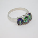 Sterling Silver Triple Oval Mystic Sapphire Dress Ring Vintage c1970 Size O 1/2