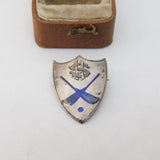 Sterling Silver Enamel Lacrosse Badge Brooch 1929 Birmingham Antique