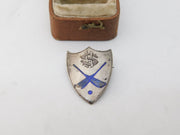 Sterling Silver Enamel Lacrosse Badge Brooch 1929 Birmingham Antique
