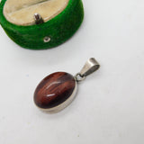 Sterling Silver Cabochon Agate Drop Charm Pendant Vintage c1970