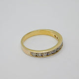 Gold On Sterling Silver 11 Stone CZ Set Half Eternity Ring Modern c1990 Size V