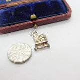 Sterling Silver Spinning Wheel Charm Pendant Vintage c1970