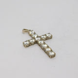 Sterling Silver CZ Set Cross Charm Pendant Vintage c1970