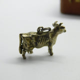 Sterling Silver Farmyard Cow Charm Pendant Vintage c1970