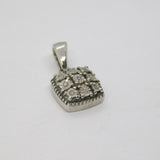 Sterling Silver 9 Stone Diamond Set Cushion Pendant Vintage c1970