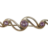 Sterling Silver Swirl Pattern Amethyst Set Swirl Brooch Vintage c1970