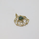 Sterling Silver Cabochon Moss Agate Patterned Charm Pendant Vintage c1970