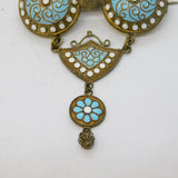 20th Century Norwegian Sterling Silver Gilt & Enamel Drop Brooch Antique