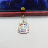 Sterling Silver and Enamel Folkestone Travel Shield Charm Pendant Vintage c1970