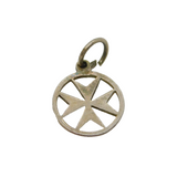 Sterling Silver Cut Out Maltese Cross Charm Or Pendant Vintage c1970s