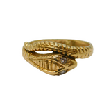 9ct Yellow Gold & Diamond Set Snake or Serpent Dress Ring Vintage London