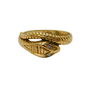9ct Yellow Gold & Diamond Set Snake or Serpent Dress Ring Vintage London