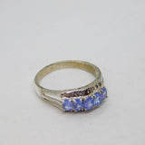 Sterling Silver 5 Tanzanite & White Sapphire Dress Ring Vintage c1970 Size R
