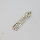 Sterling Silver Wavy Parallel Lines Oblong Drop Pendant Modern c2000s