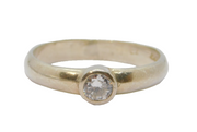 Sterling Silver Round CZ Solitaire Dress Ring Vintage c1970 Size N