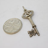 Sterling Silver 21st Birthday Key Charm Pendant Vintage c1970
