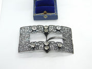 Czech Silver Plated & Paste Set Buckle Antique c1920 Art Deco