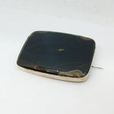 Sterling Silver Banded Black Agate Large Brooch Art Deco Antique c1930