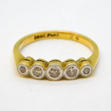 Victorian 18ct Gold Graduating Five-Stone Diamond Dress Ring Antique c1890s