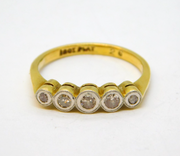 Victorian 18ct Gold Graduating Five-Stone Diamond Dress Ring Antique c1890s