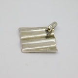 Italian Sterling Silver Wavy Offset Square Charm Pendant Vintage c1990s