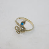 Sterling Silver Textured Snake With Turquoise Dress Ring Vintage c1970 Size N