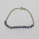 Art Deco Sterling Silver & Blue Paste Dress Bracelet Antique c1930s