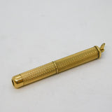 9ct Yellow Gold Engine Turned Propelling Toothpick Fob Vintage 1989 Birmingham