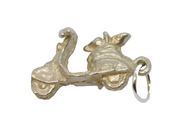 Sterling Silver Moped Bike Charm Pendant Vintage c1970
