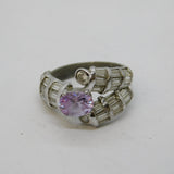 Sterling Silver, Spinel & Amethyst Statement Ring Vintage c1970 Size P UK