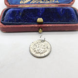 Sterling Silver Queen Victoria Two Annas Coin Charm Pendant Antique c1860