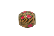 Sterling Silver Pink Enamel Floral Charm Bead For Bracelet Vintage c2000