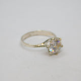 Sterling Silver CZ Solitaire Engagement/Dress Ring Vintage c1990 Size M