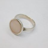 Sterling Silver Mother Of Pearl Modernistic Dress Ring Modern c2000 Size Q
